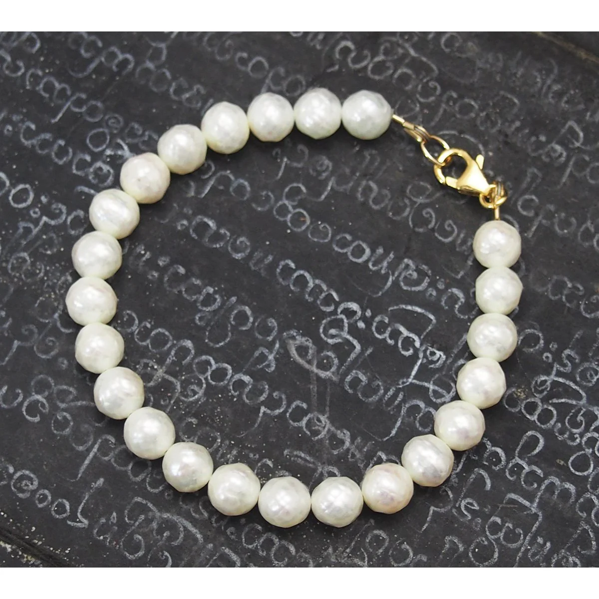Faceted Fresh Water Pearl Bracelet with Gold Filled Trigger Clasp - Image 2