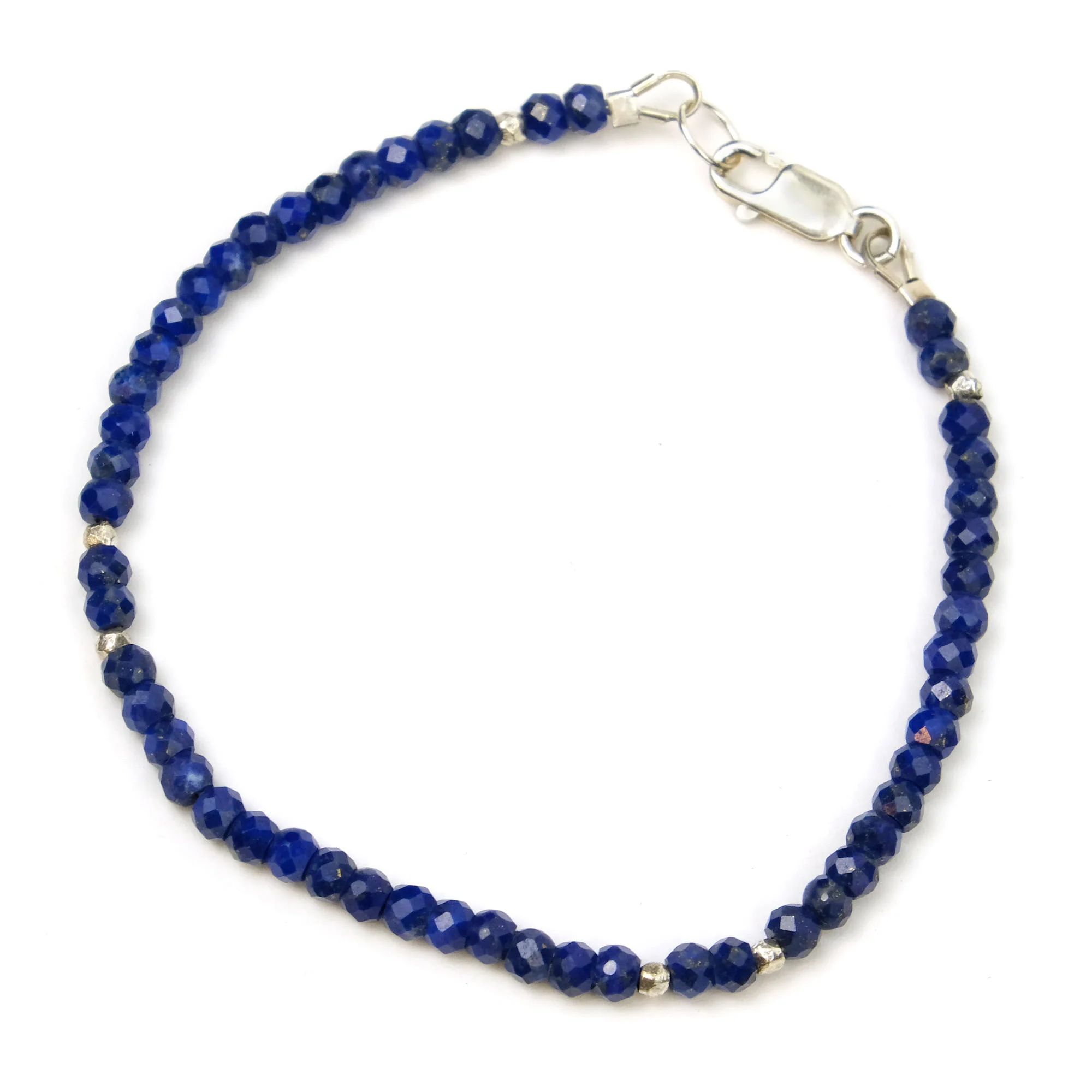 Faceted Lapis Lazuli and Sterling Silver Accents with Sterling Silver Lobster Claw Clasp - Image 3
