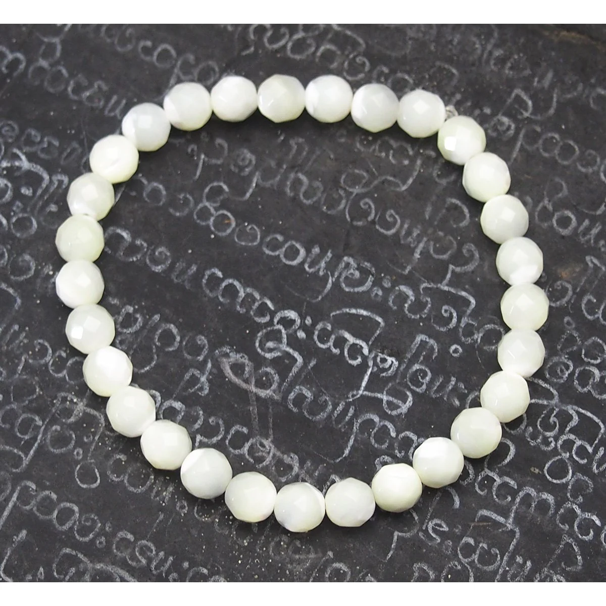Faceted Mother of Pearl Stretch Bracelet - Image 2