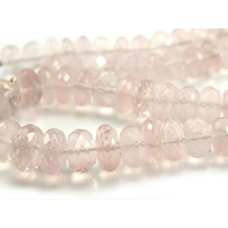 Faceted Rose Quartz Rondelle Necklace with Sterling Silver Hook Clasp - Image 3
