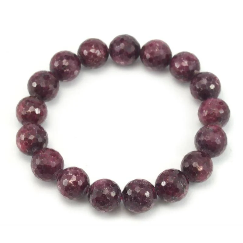 Ruby-Zoisite Faceted Stretch Bracelet 13mm - Image 4