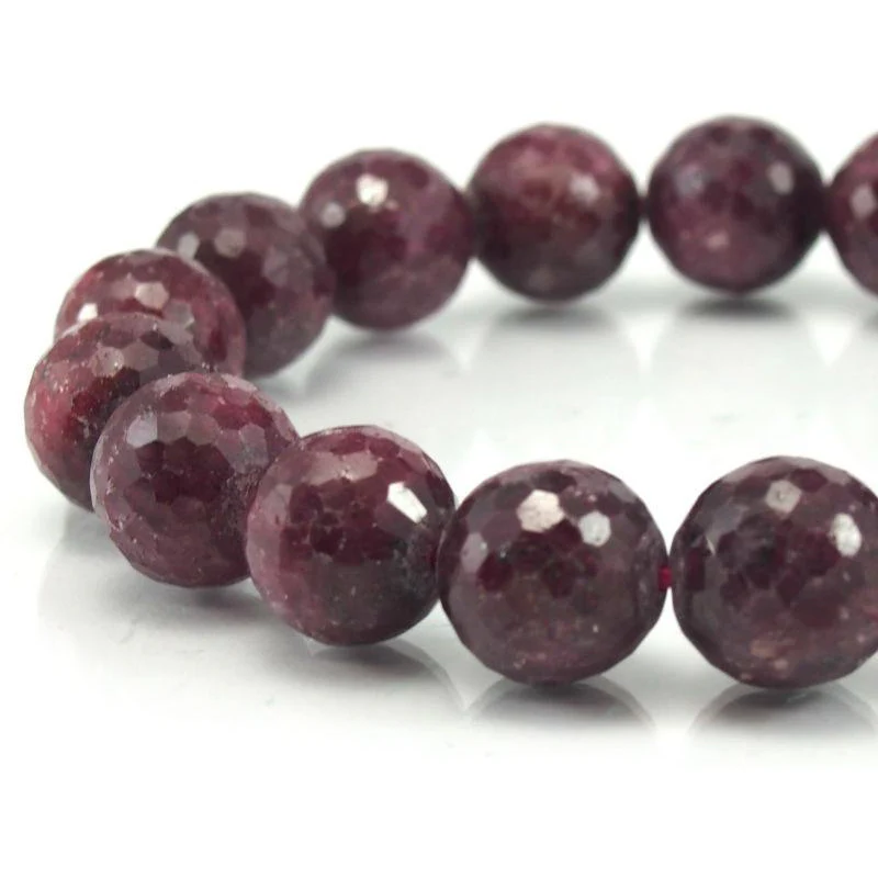 Ruby-Zoisite Faceted Stretch Bracelet 13mm - Image 5