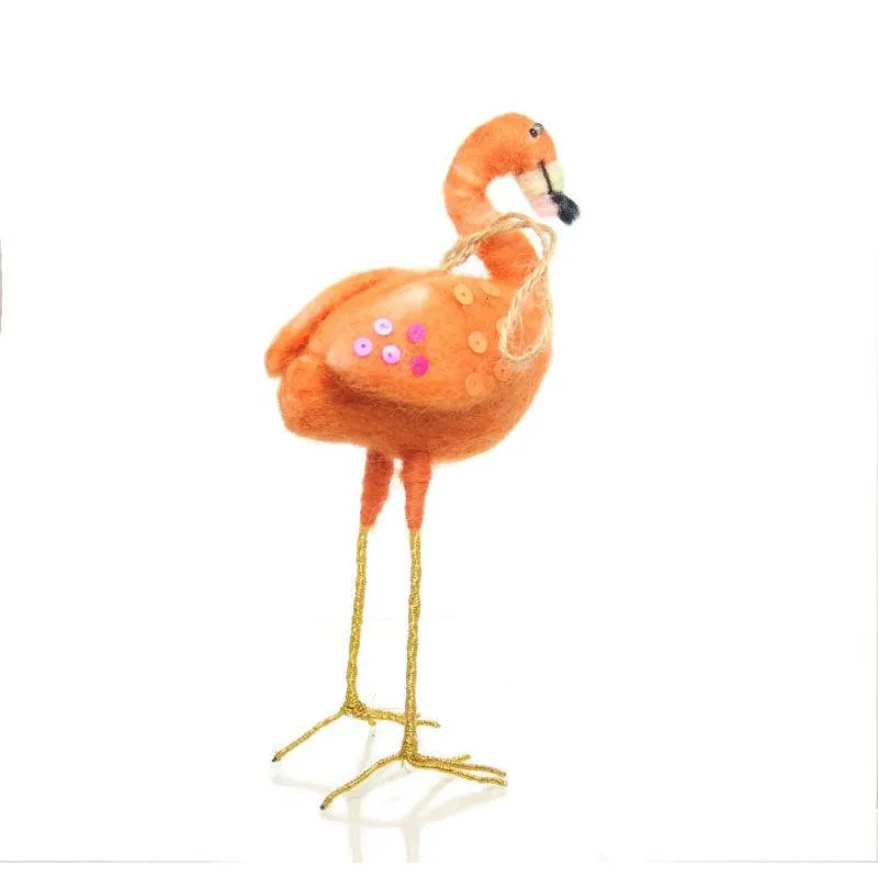 Felt Orange Flamingo Ornament, A - Image 2