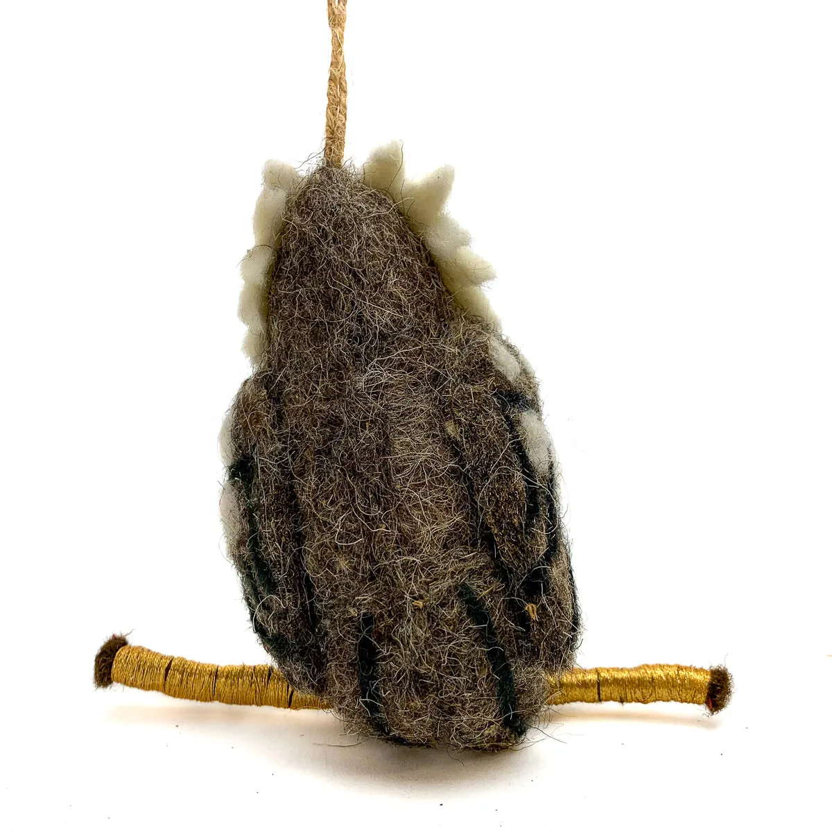 Felted Owl on a Branch Ornament - Image 3