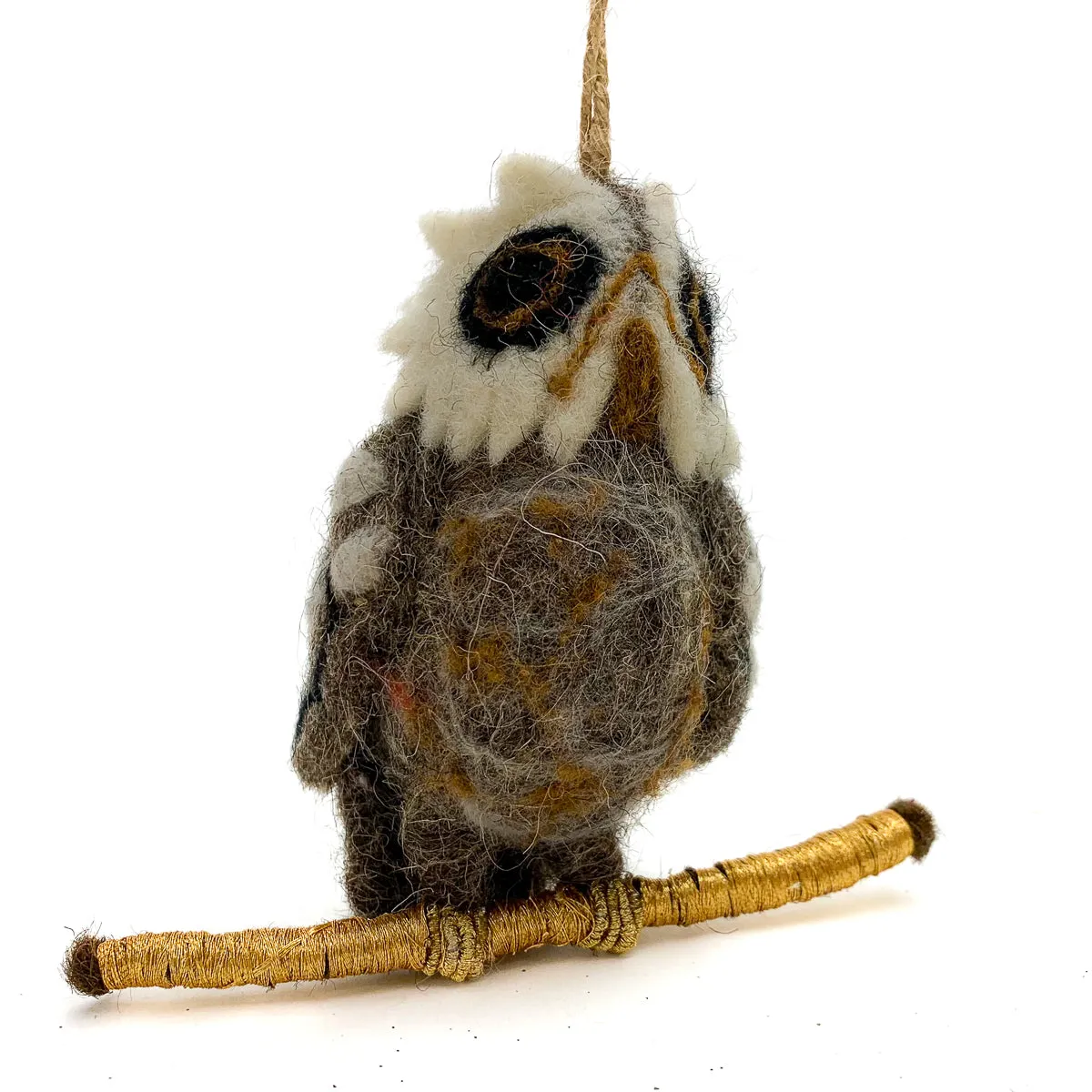 Felted Owl on a Branch Ornament - Image 4
