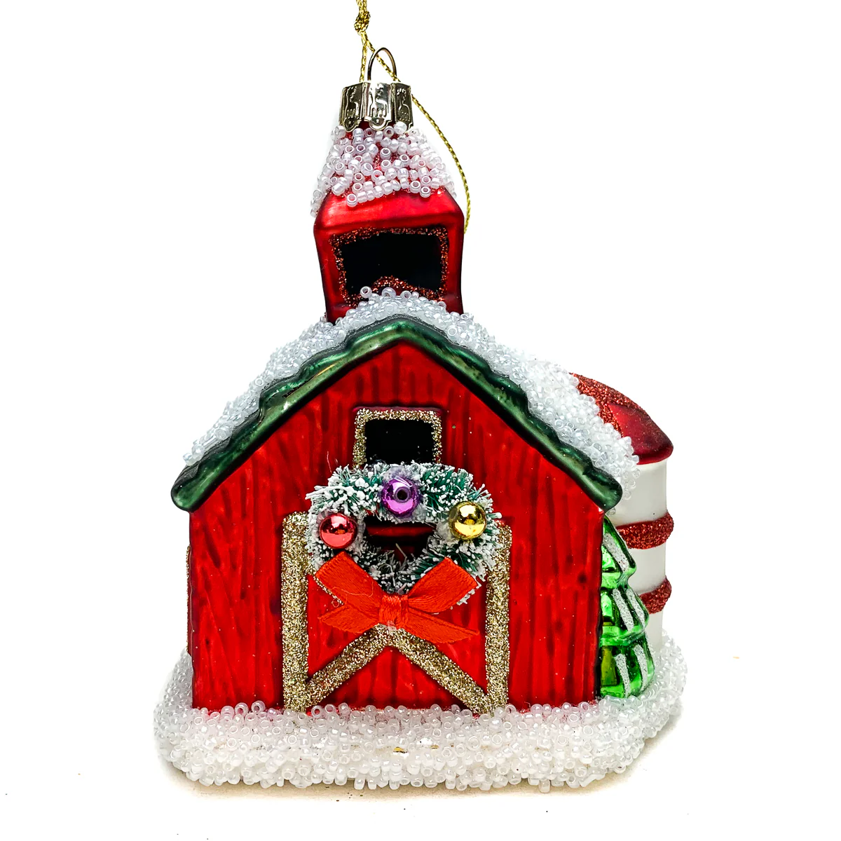 Festive Vintage Barn Ornament - Image 2