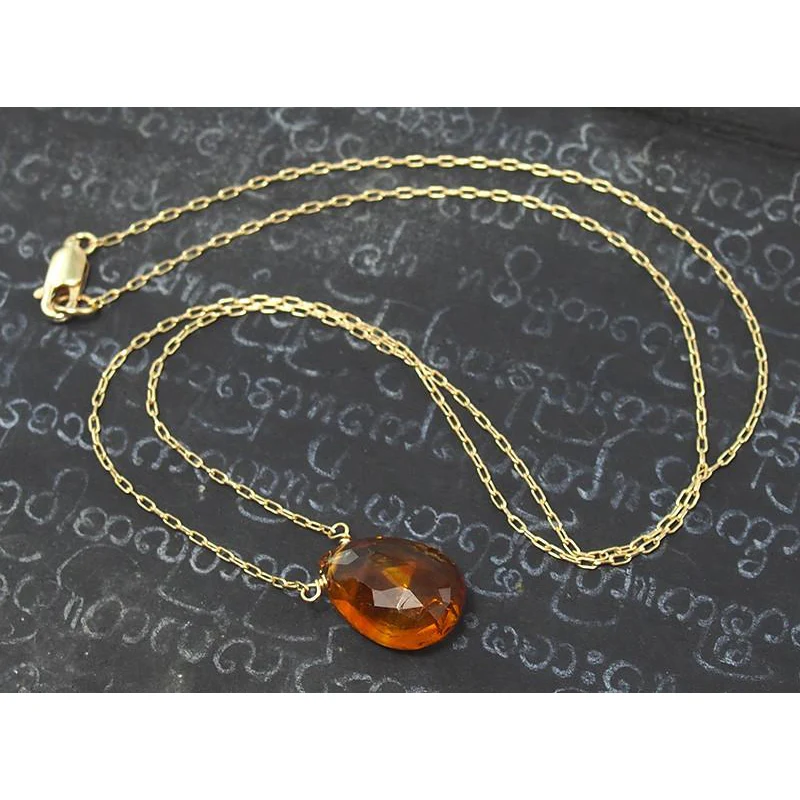 Fiery Citrine Necklace On Gold Filled Chain With Gold Filled Lobster Clasp - Image 3