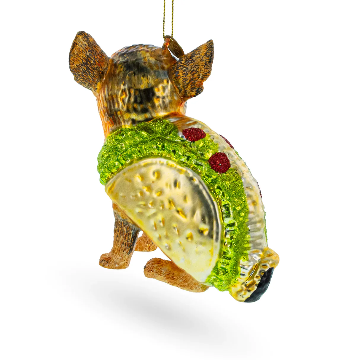 Fiesta Pup: Taco Wearing Chihuahua Dog Ornament PS - Image 3
