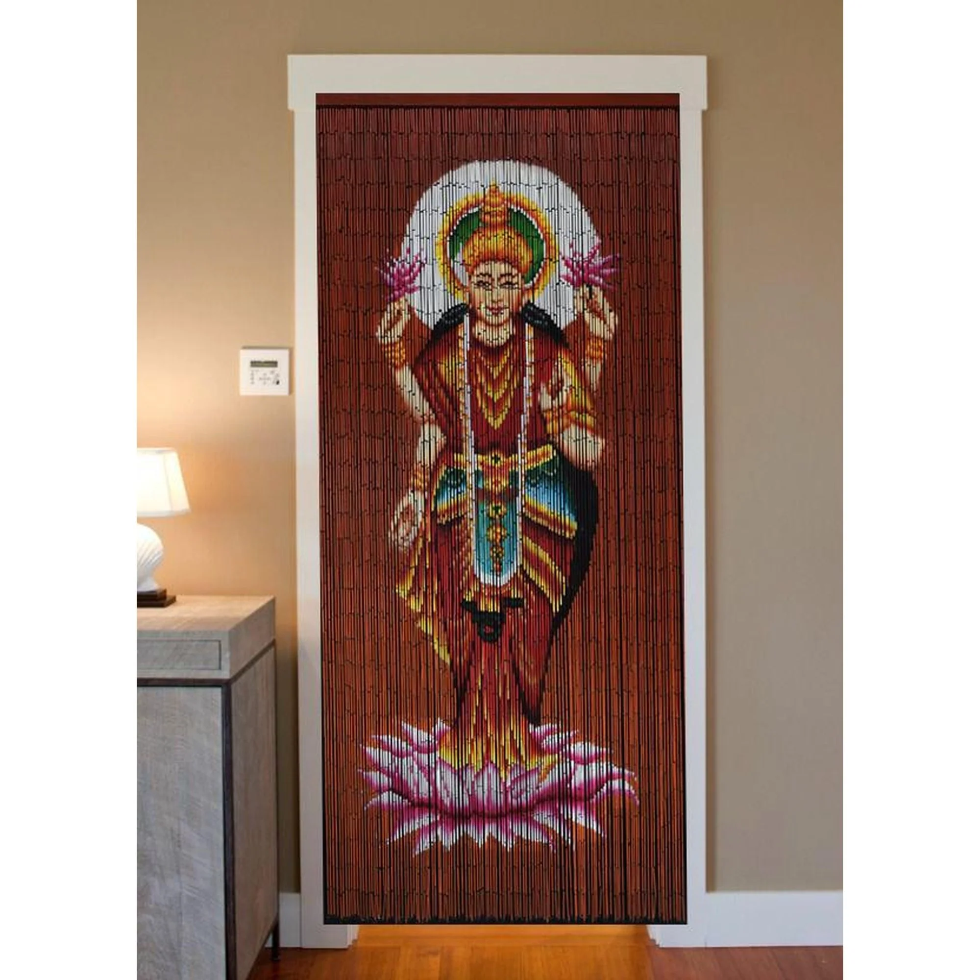 FINAL SALE Factory Second Bamboo Beaded Curtain - Lakshmi Pink - Image 2