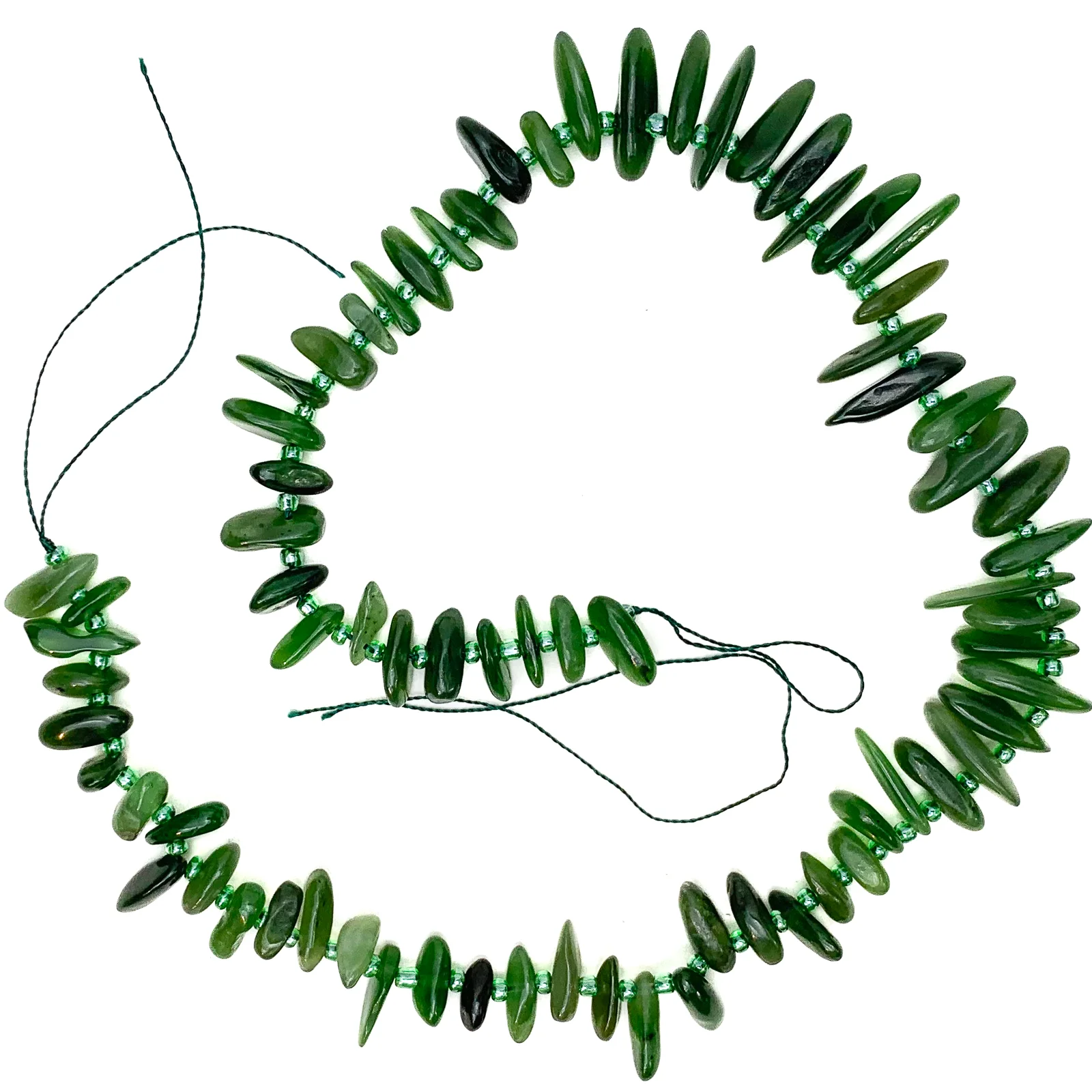 Fine Green Aventurine Shards Bead Strand - Image 2