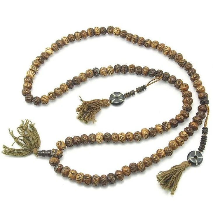 Fine Hand Carved Cow Bone Mala 10mm - Image 3