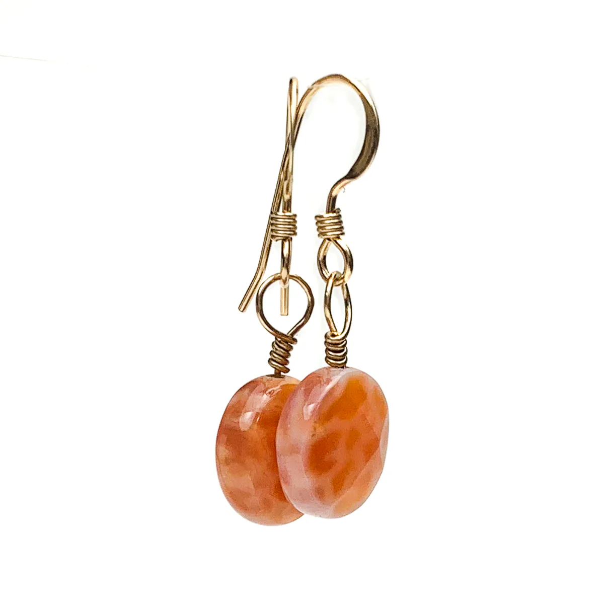 Fire Agate Earrings With Gold-Filled French Earwires - Image 2