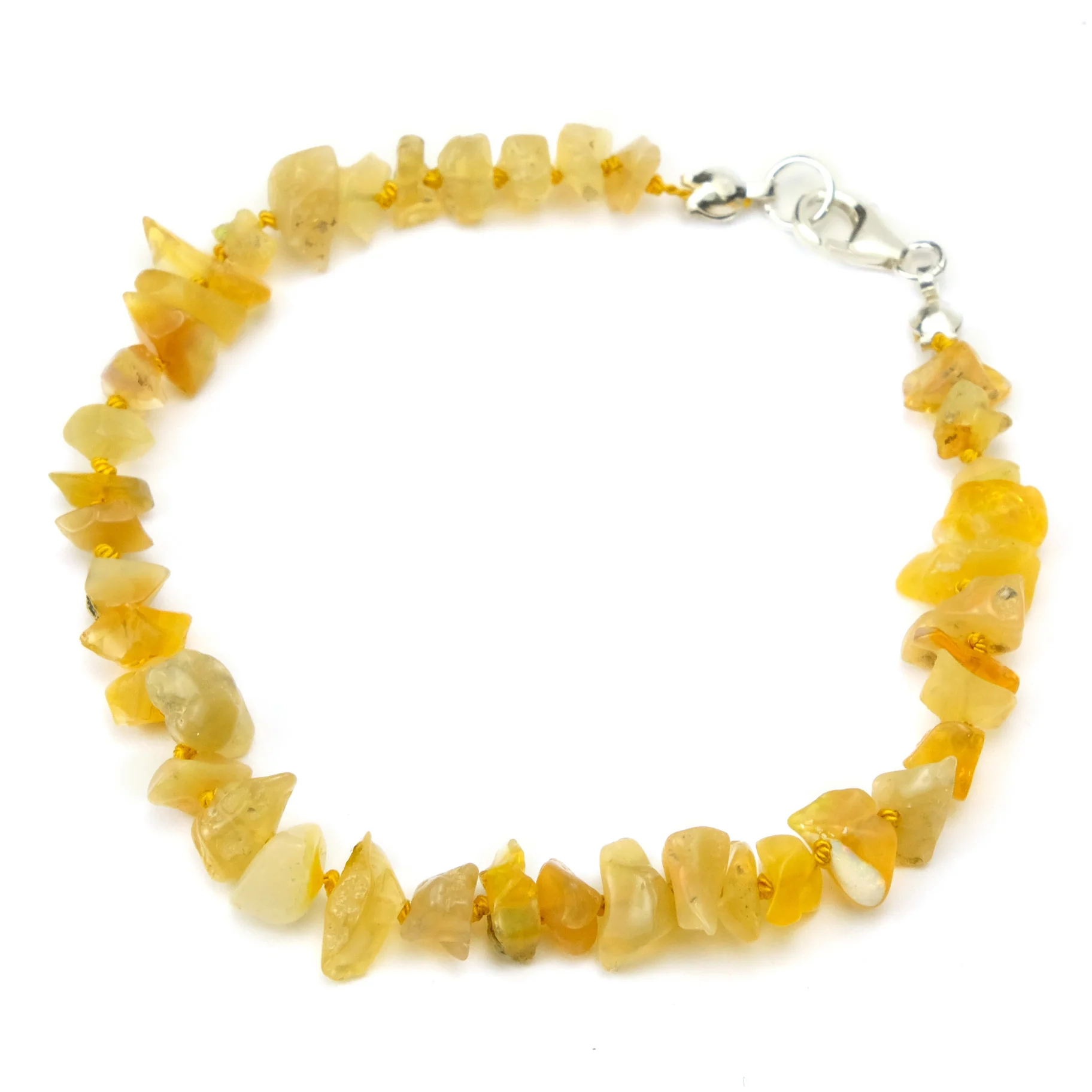 Fire Opal Knotted Bracelet with Sterling Silver Trigger Clasp - Image 2