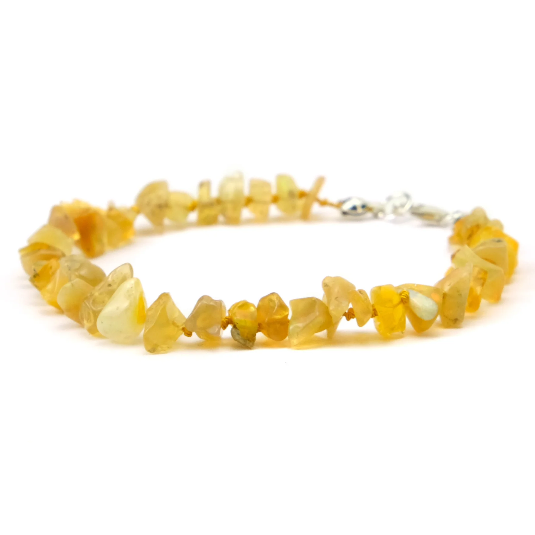 Fire Opal Knotted Bracelet with Sterling Silver Trigger Clasp - Image 3