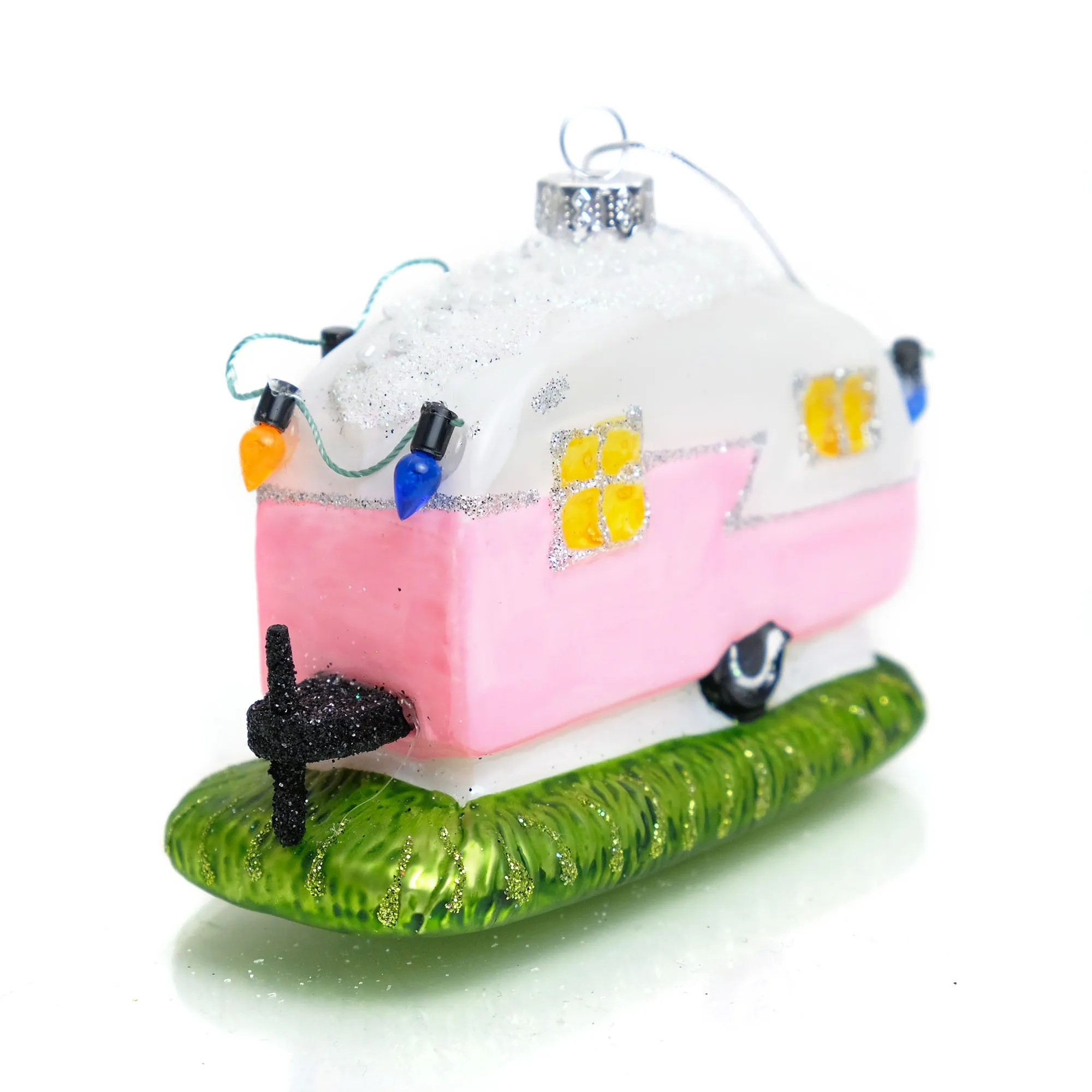 Flamingo Camper Glass Ornament - Image 3