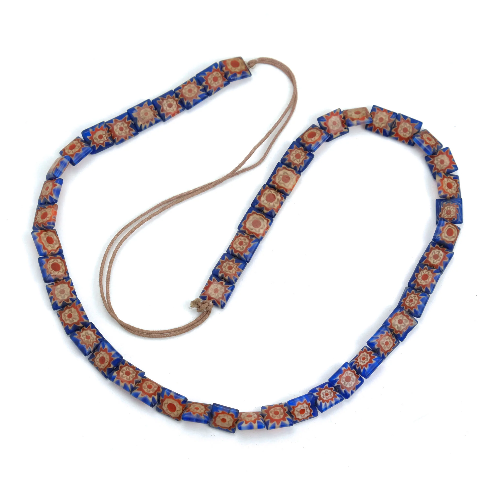 Floral Chevron Glass Tabular Square Bead Strand #34 - Image 2