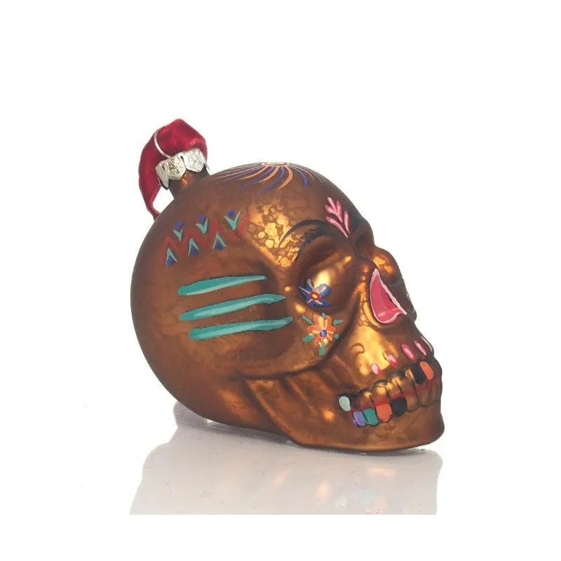 Flower Skull Glass Ornament - Image 11