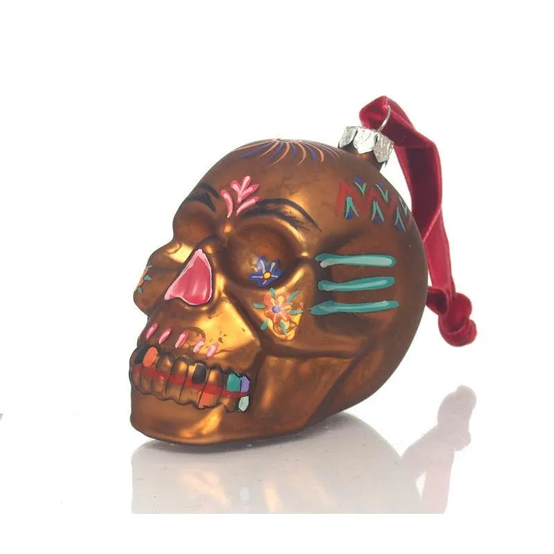 Flower Skull Glass Ornament - Image 4