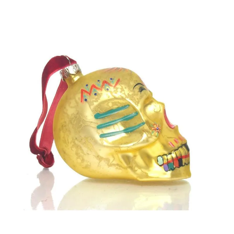 Flower Skull Glass Ornament - Image 9