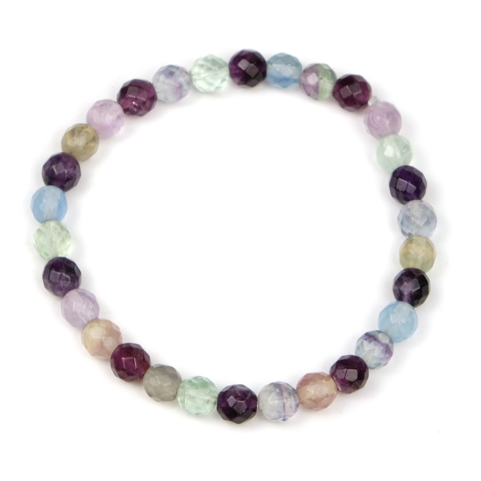 Fluorite Faceted Round Stretch Bracelet - Image 2