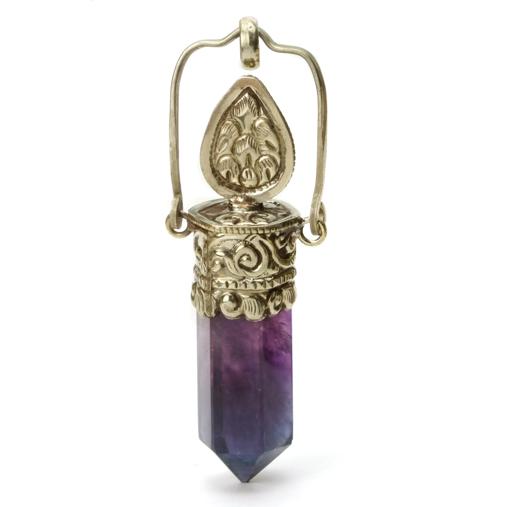 Fluorite Violet Obelisk Swing Pendant with Fine Abalone Cabochon # 76 - 2 - Image 3