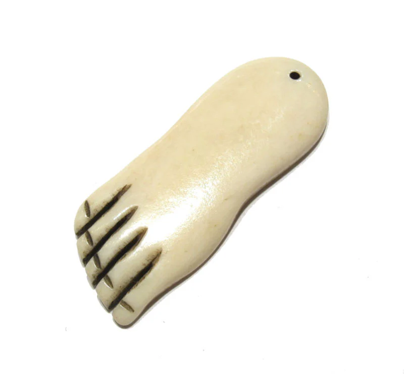 Foot (Left or Right) Carved Cowbone Pendant - Image 2