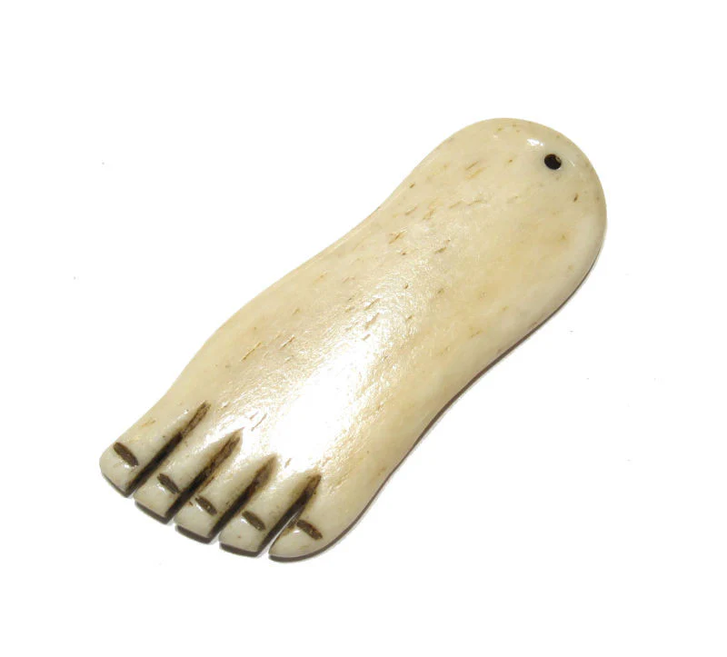 Foot (Left or Right) Carved Cowbone Pendant - Image 3