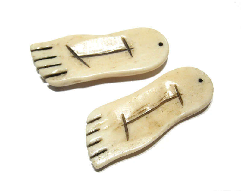 Foot (Left or Right) Carved Cowbone Pendant - Image 4
