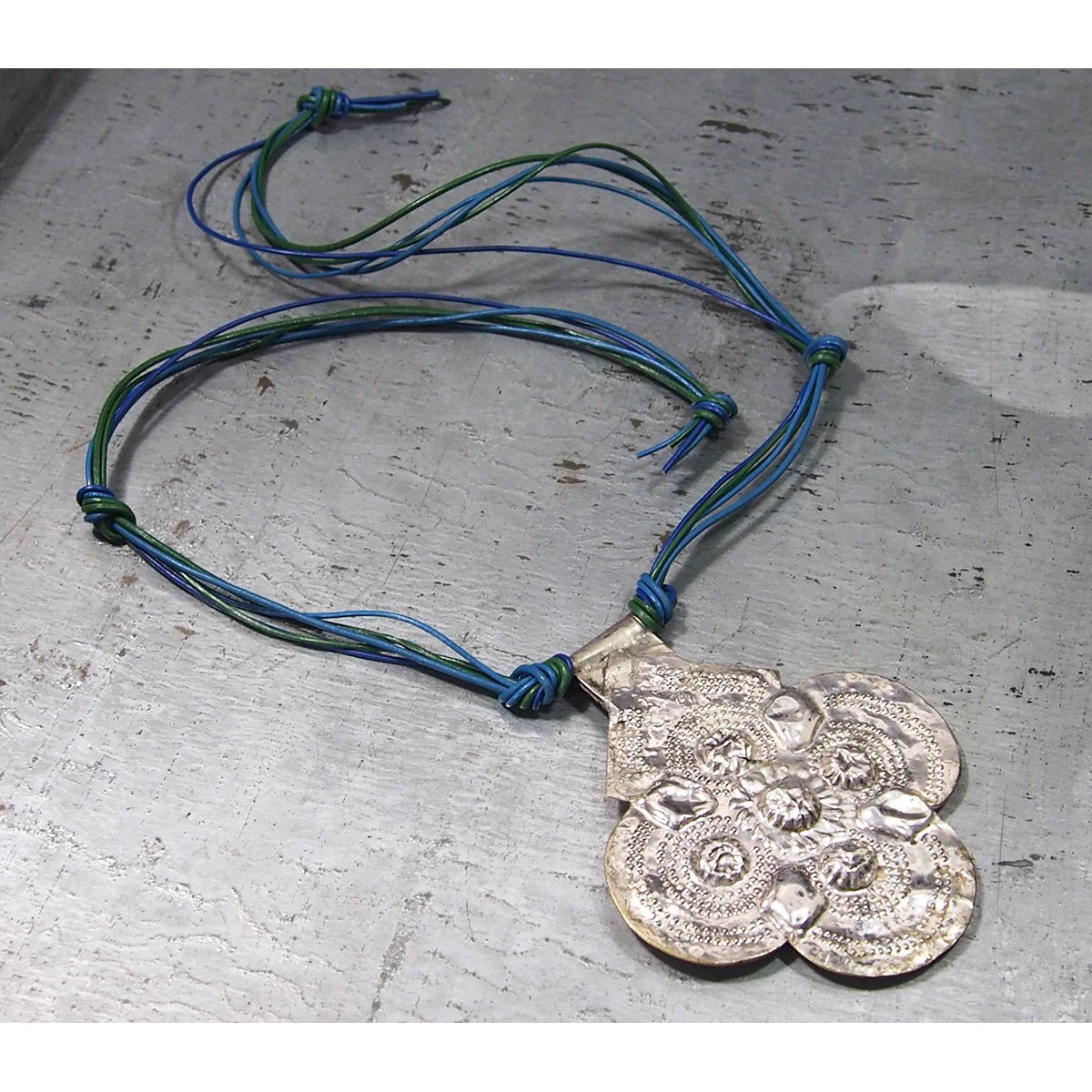 Foulet Hamsa/ Khamsa Antique Fine Silver Pendant Necklace - Image 5