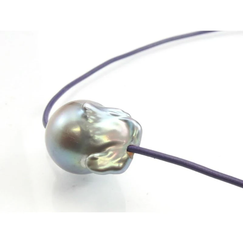 Fresh Water Pearl Bead Adjustable Leather Necklace - Image 2