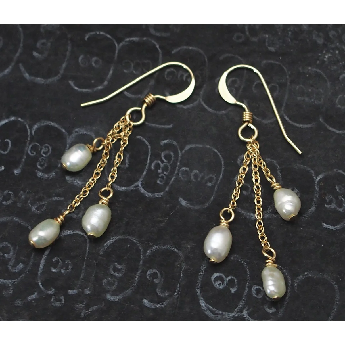 Fresh Water Pearl Earrings with Gold Filled French Ear Wire - Image 2