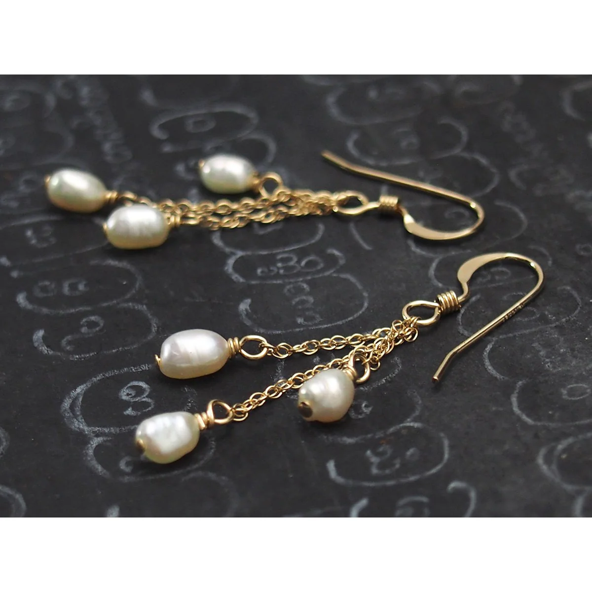 Fresh Water Pearl Earrings with Gold Filled French Ear Wire - Image 3