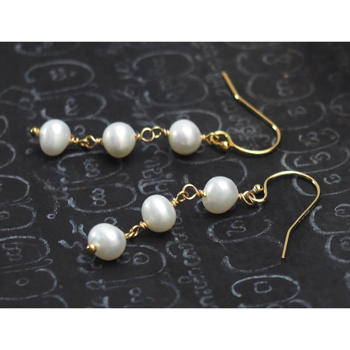 Fresh Water Pearl Earrings with Gold Filled French Ear Wire - Image 3