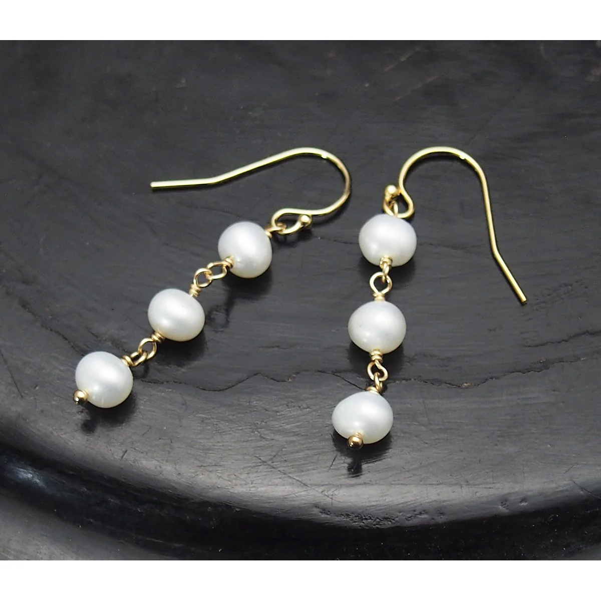 Fresh Water Pearl Earrings with Gold Filled French Ear Wire - Image 4