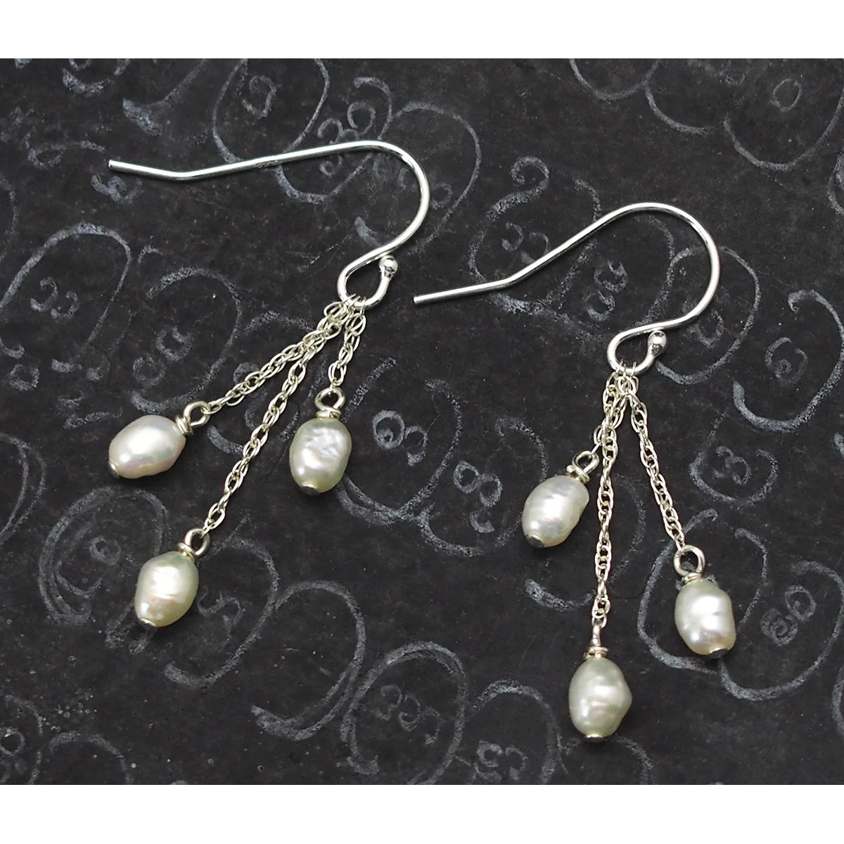 Fresh Water Pearl Earrings with Sterling Silver French Ear Wire - Image 2