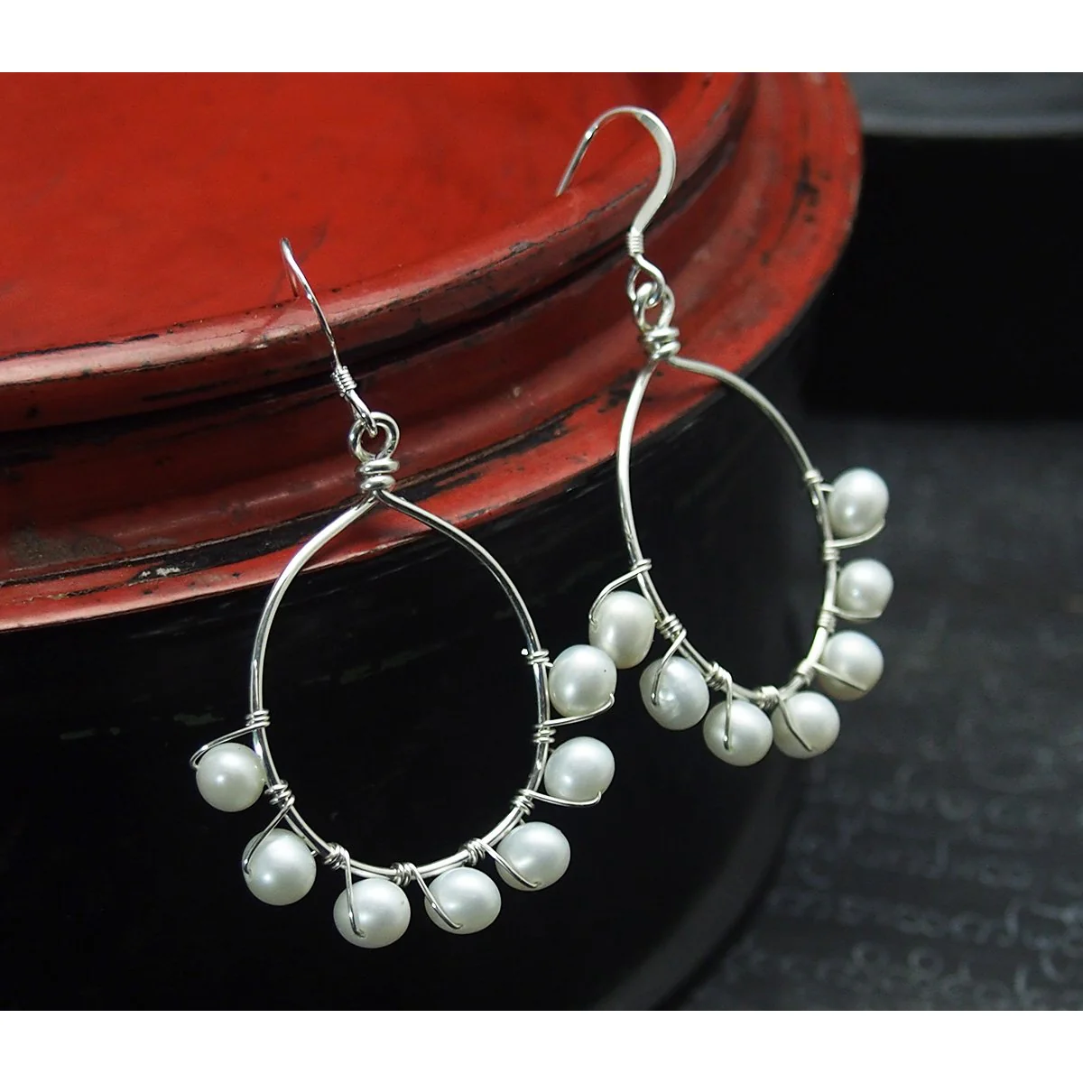Fresh Water Pearl Earrings with Sterling Silver French Ear Wire - Image 2