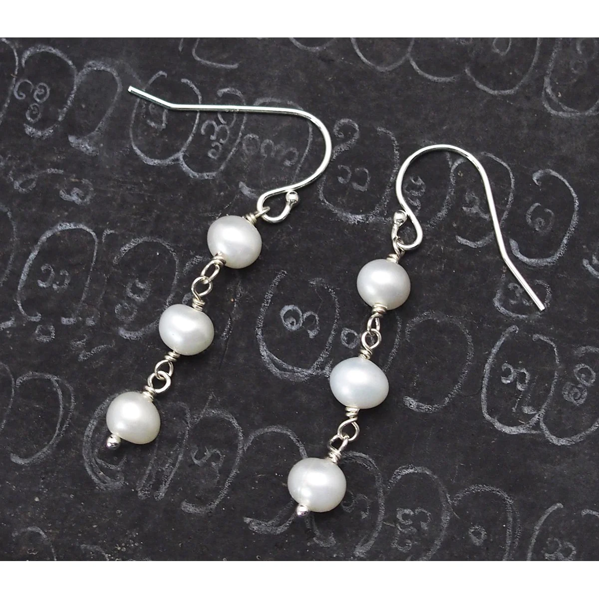 Fresh Water Pearl Earrings with Sterling Silver French Ear Wire - Image 2