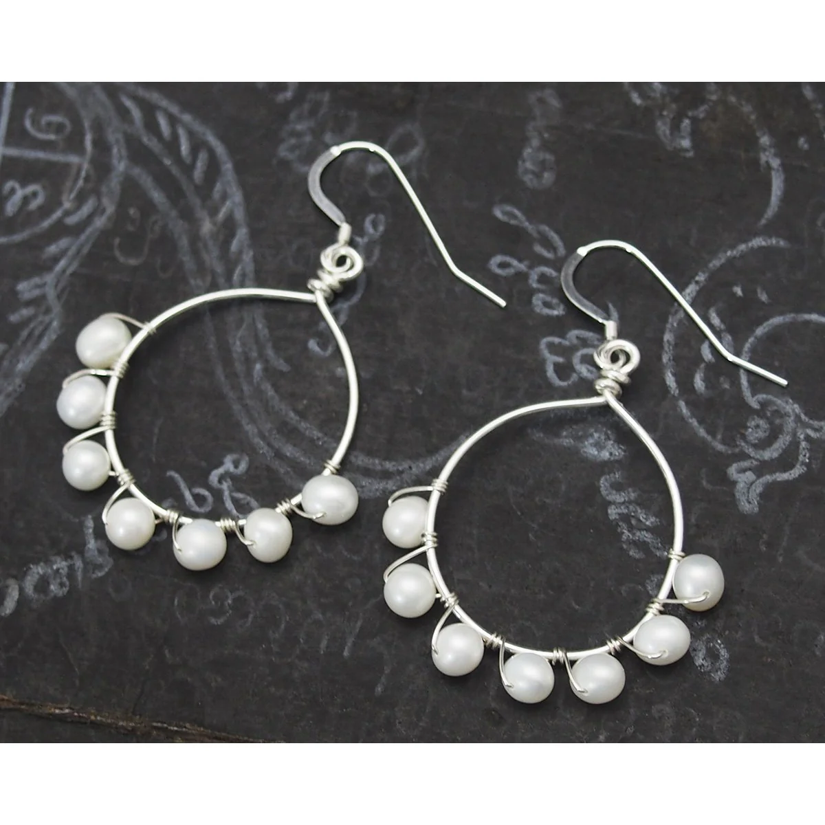 Fresh Water Pearl Earrings with Sterling Silver French Ear Wire - Image 3