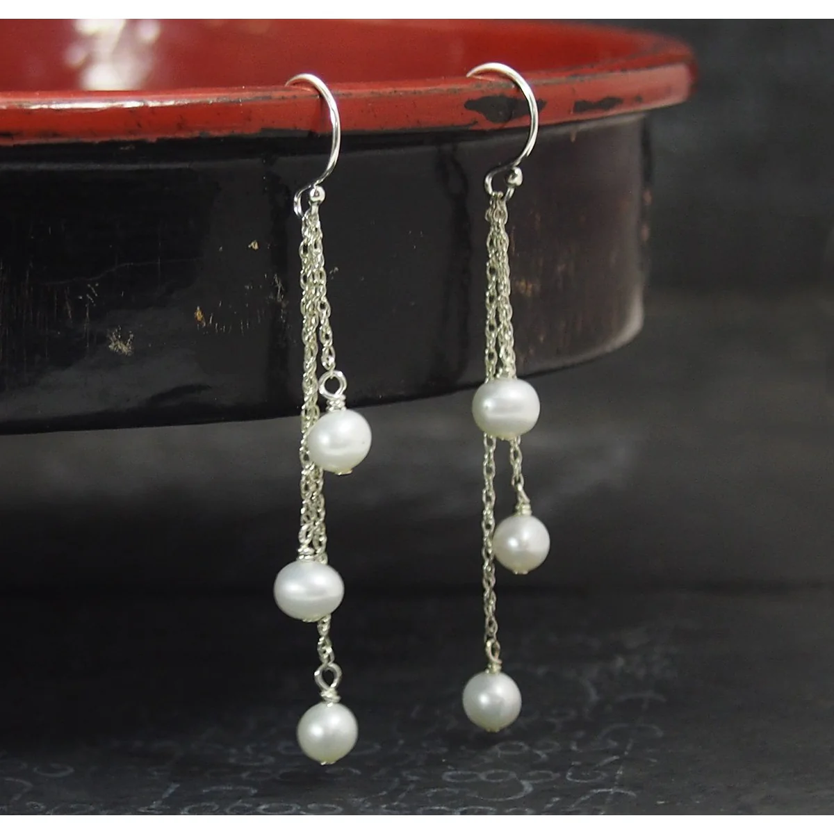 Fresh Water Pearl Earrings with Sterling Silver French Ear Wire - Image 3