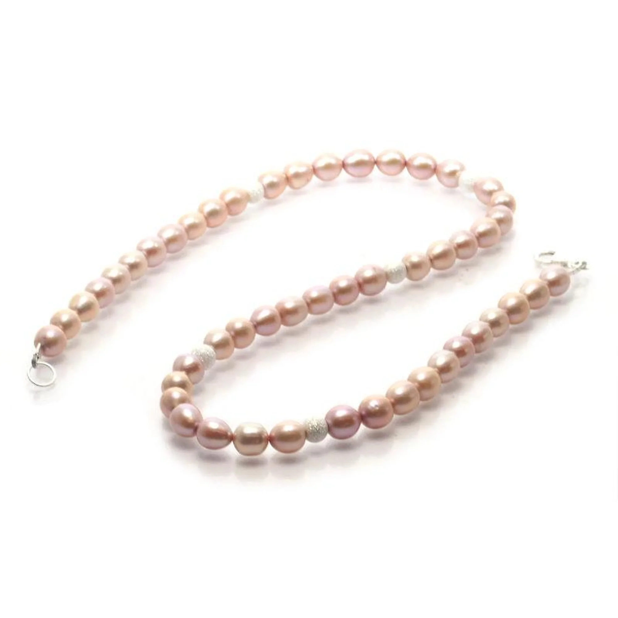 Fresh Water Pearl Necklace and Sterling Silver Accent Beads With Sterling Silver Trigger Clasp - Image 3