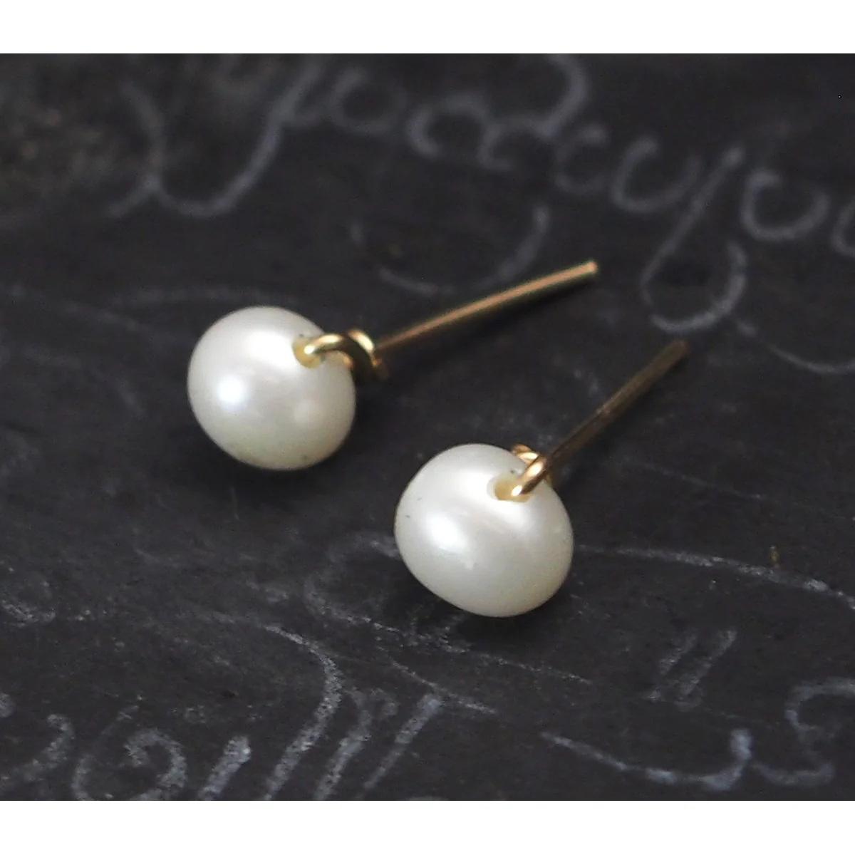 Fresh Water Pearl Post Earrings with Gold Filled Ear Wire - Image 2