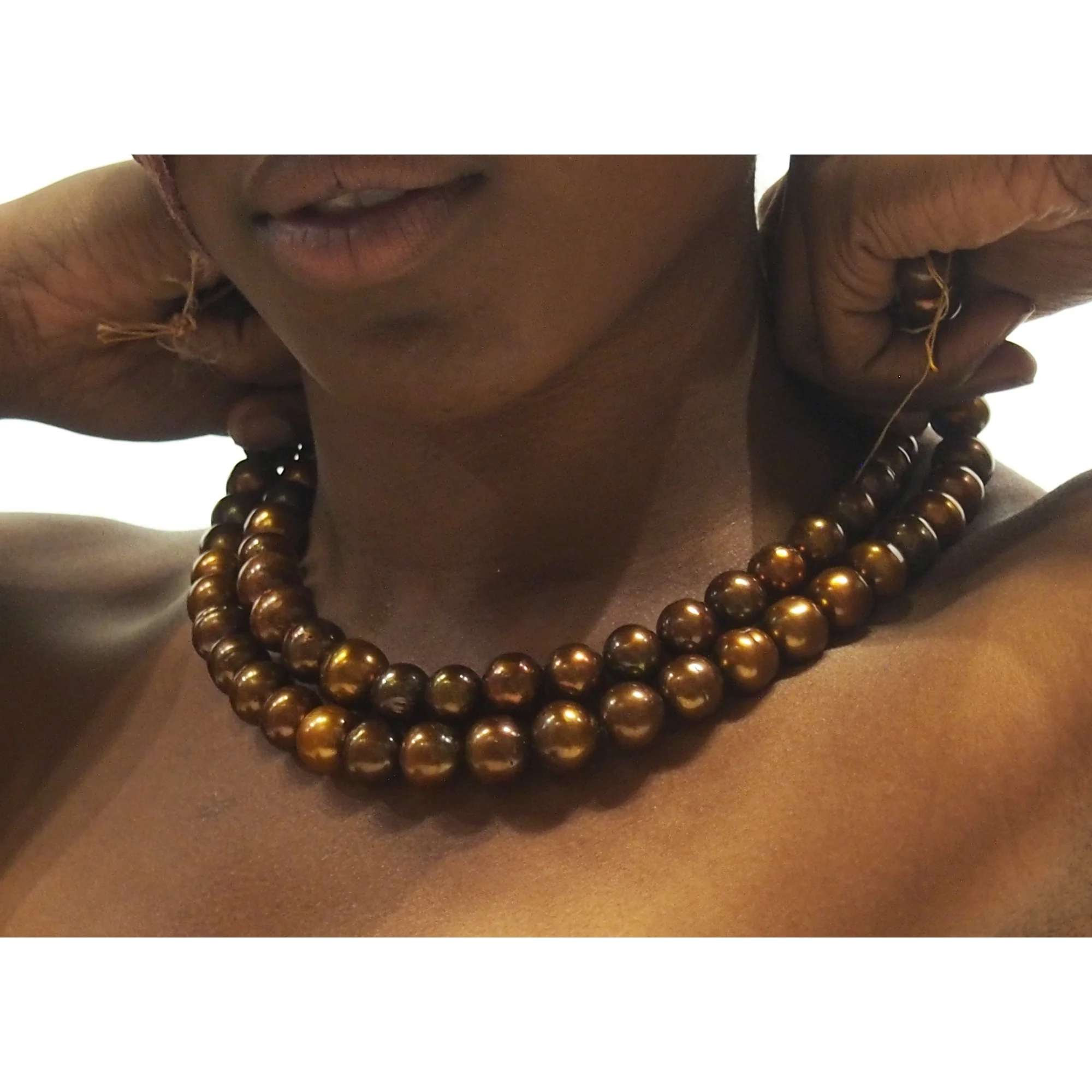 Fresh Water Bronze Pearl Smooth Round Strand - Image 4