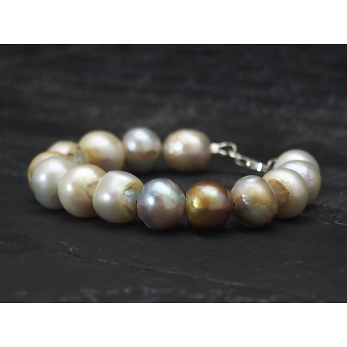 Freshwater Pearl Bracelet with Sterling Silver Trigger Clasp - Image 2