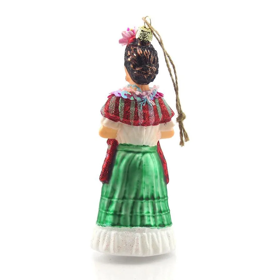 Frida Kahlo Glass Ornament with Sequins - Image 2