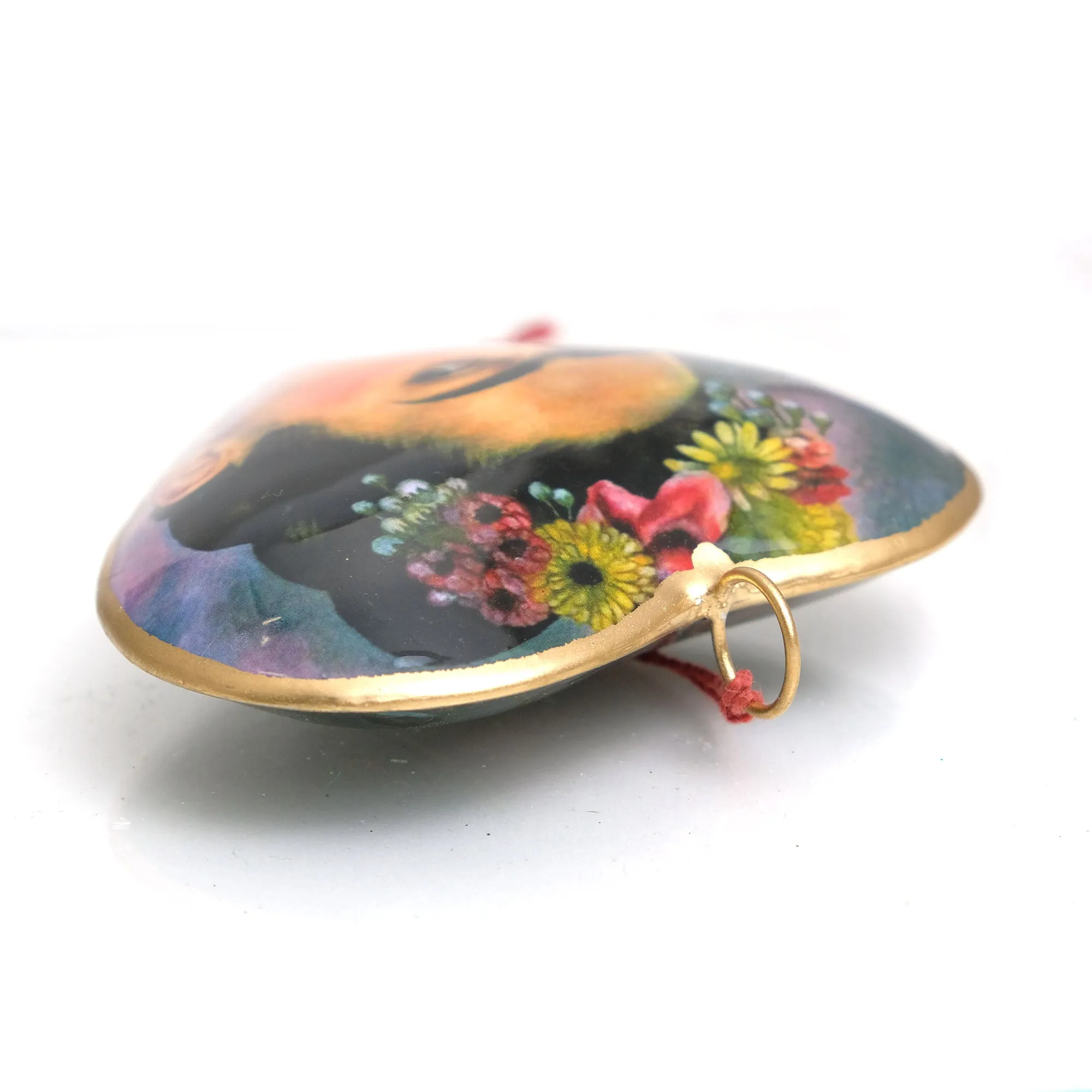 Frida with Flowers Heart Ornament - Image 3
