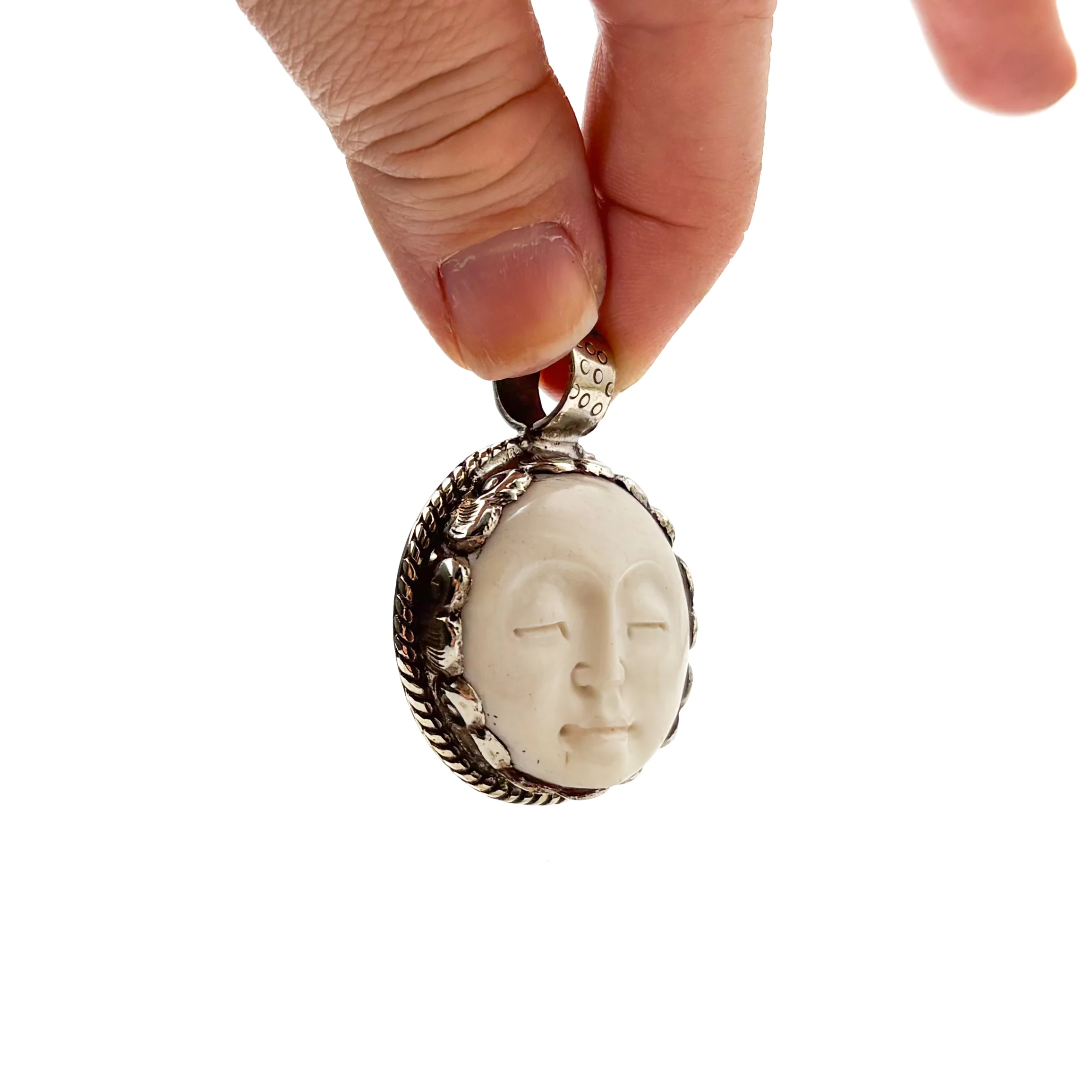 Full Moon Bone Brass Pendant Amulet # 52 - 2 - Image 10