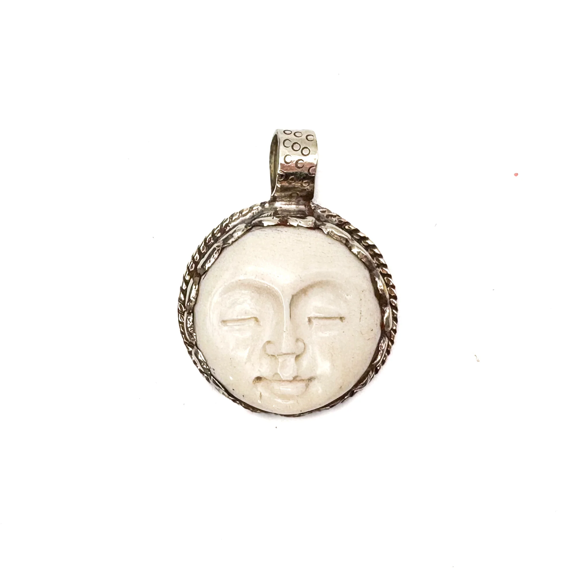 Full Moon Bone Brass Pendant Amulet # 52 - 2 - Image 11