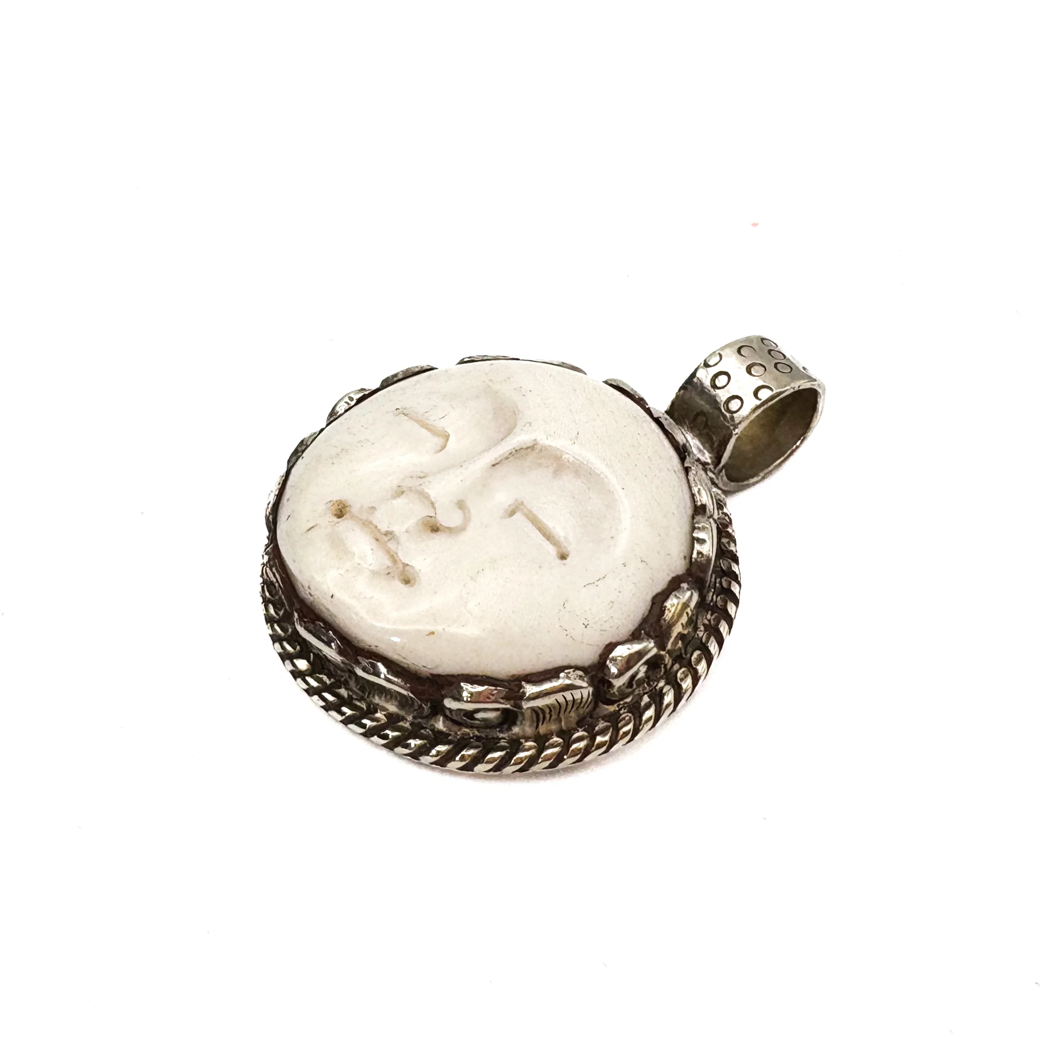 Full Moon Bone Brass Pendant Amulet # 52 - 2 - Image 4