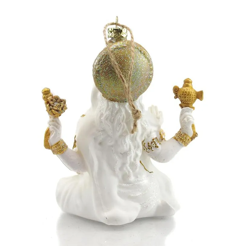 Ganesha White Glass Ornament - Image 2