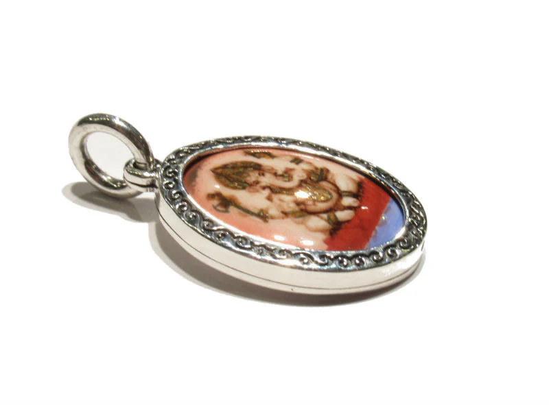 Ganesha Sterling Silver Picture Amulet Pendant - Image 2